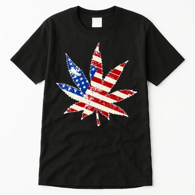 Vintage Weed American Flag 420 Tall T-Shirt