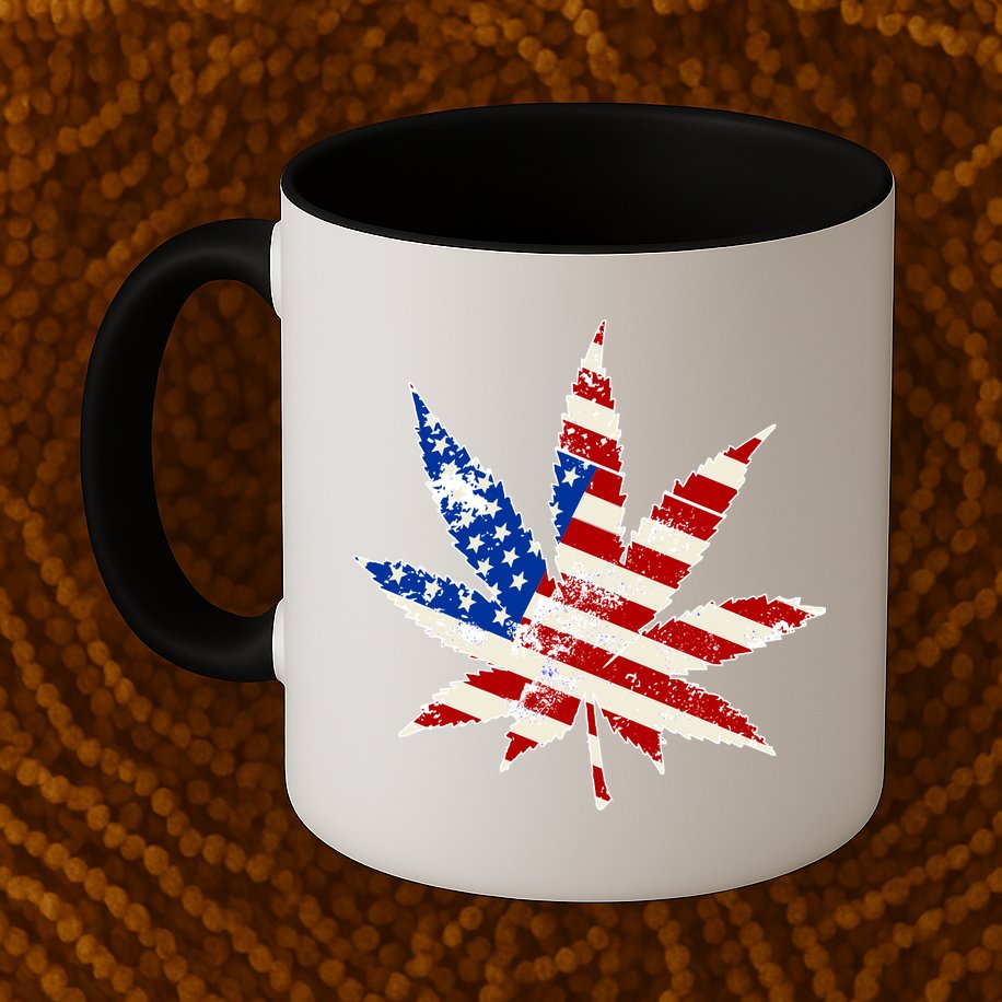 Vintage Weed American Flag 420 Mug