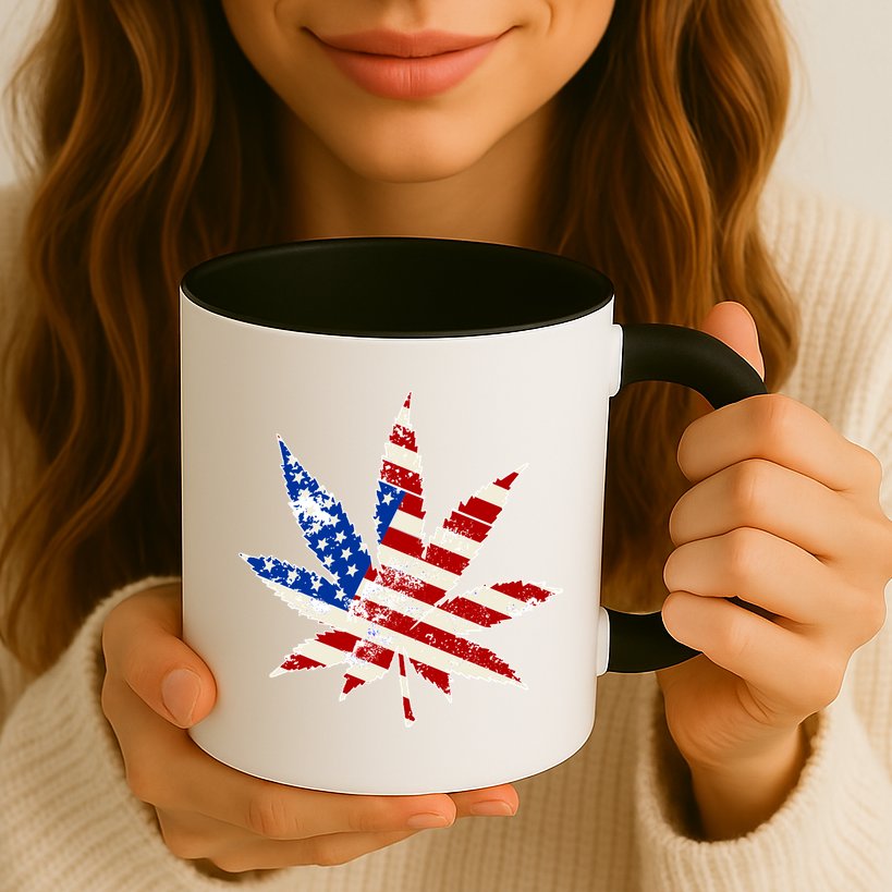Vintage Weed American Flag 420 Mug