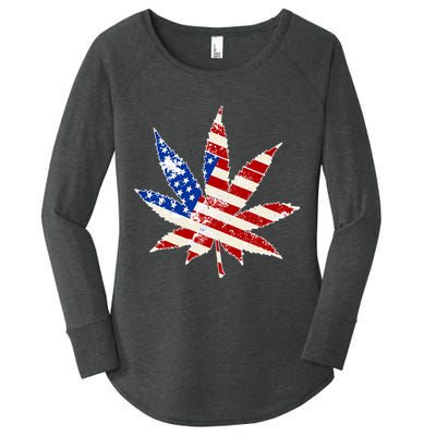 Vintage Weed American Flag 420 Women's Perfect Tri Tunic Long Sleeve Shirt