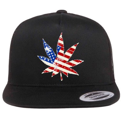 Vintage Weed American Flag 420 Flatbill Hat