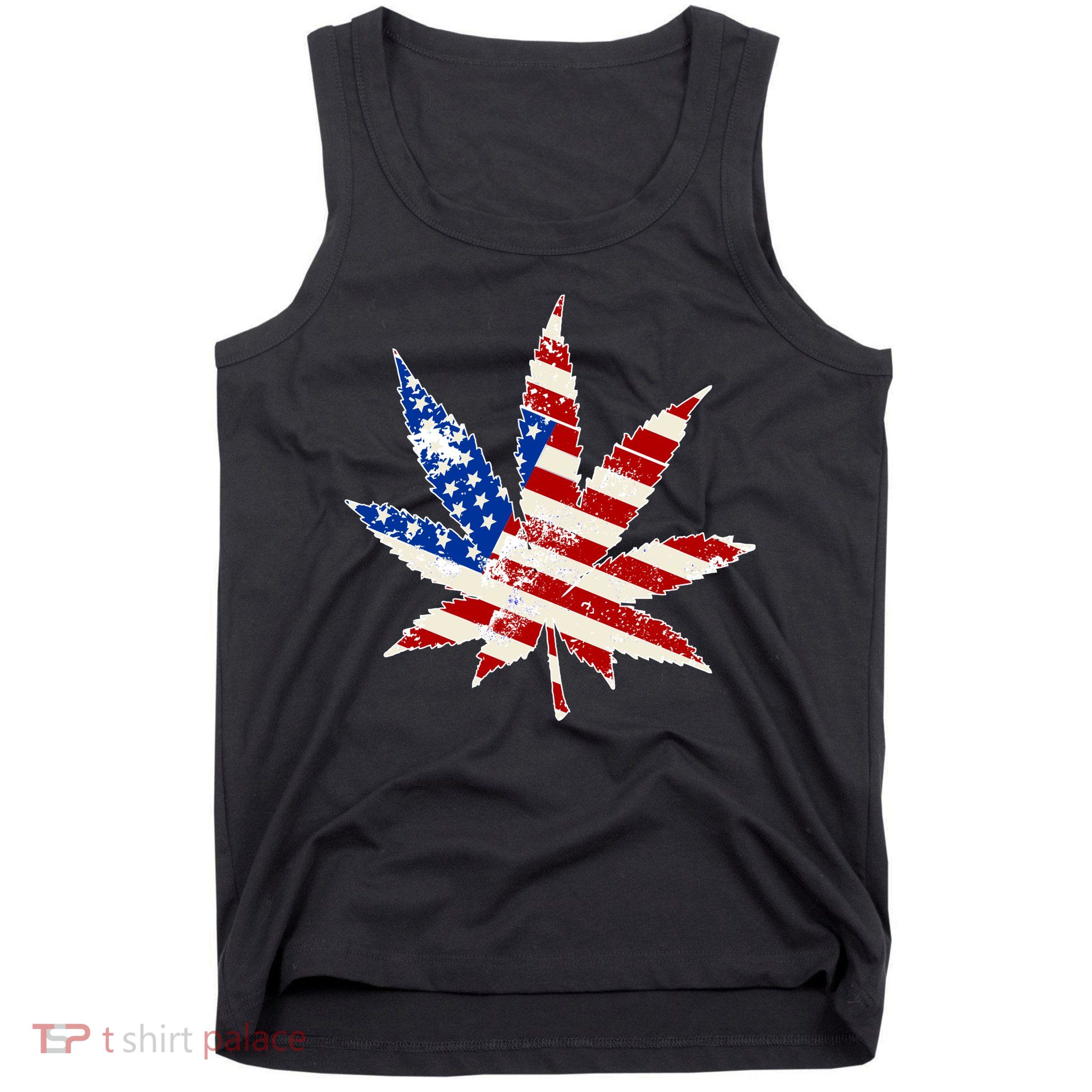 Vintage Weed American Flag 420 Tank Top