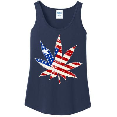 Vintage Weed American Flag 420 Ladies Essential Tank