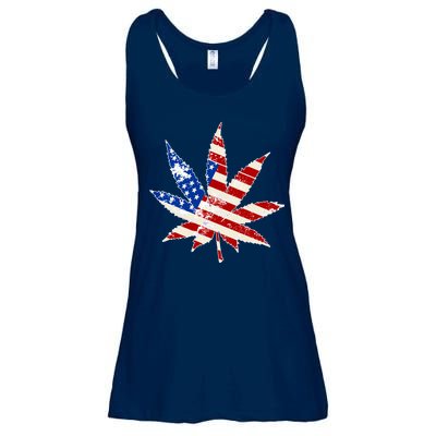 Vintage Weed American Flag 420 Ladies Essential Flowy Tank