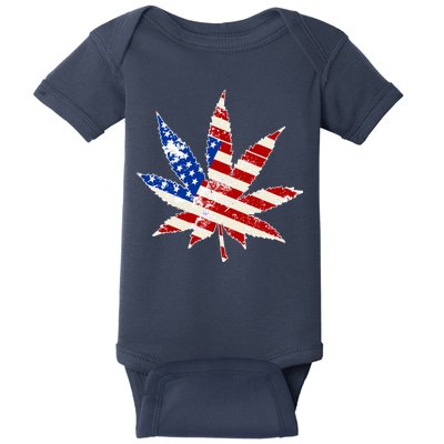 Vintage Weed American Flag 420 Baby Bodysuit