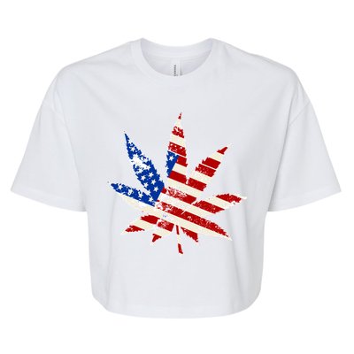 Vintage Weed American Flag 420 Bella+Canvas Jersey Crop Tee