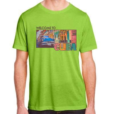 Vintage Welcome To Cuba Travel Poster Banner Adult ChromaSoft Performance T-Shirt