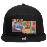 Vintage Welcome To Cuba Travel Poster Banner 7 Panel Mesh Trucker Snapback Hat
