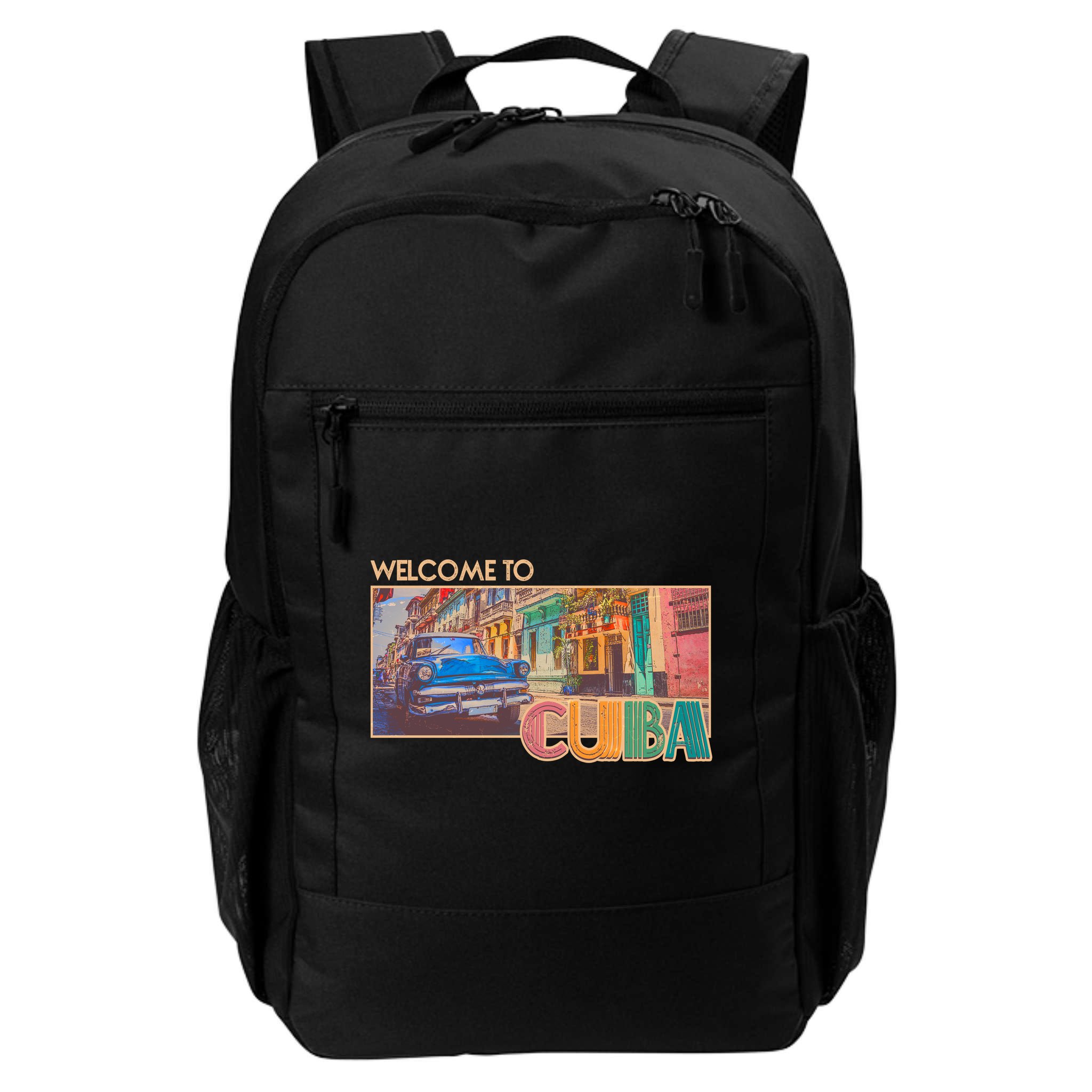 Vintage Welcome To Cuba Travel Poster Banner Backpack