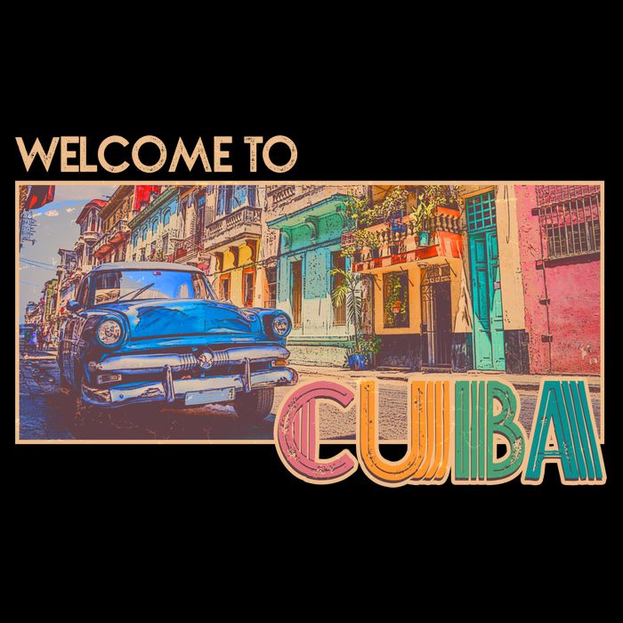 Vintage Welcome To Cuba Travel Poster Banner Backpack