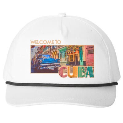 Vintage Welcome To Cuba Travel Poster Banner Snapback Five-Panel Rope Hat