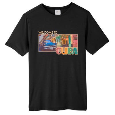 Vintage Welcome To Cuba Travel Poster Banner Tall Fusion ChromaSoft Performance T-Shirt