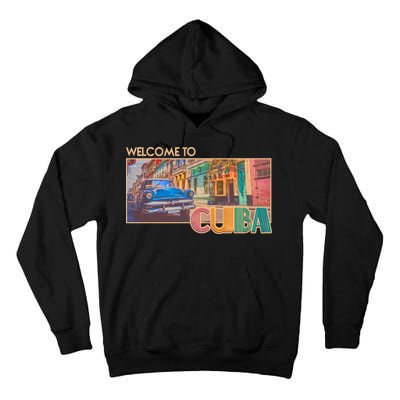 Vintage Welcome To Cuba Travel Poster Banner Tall Hoodie