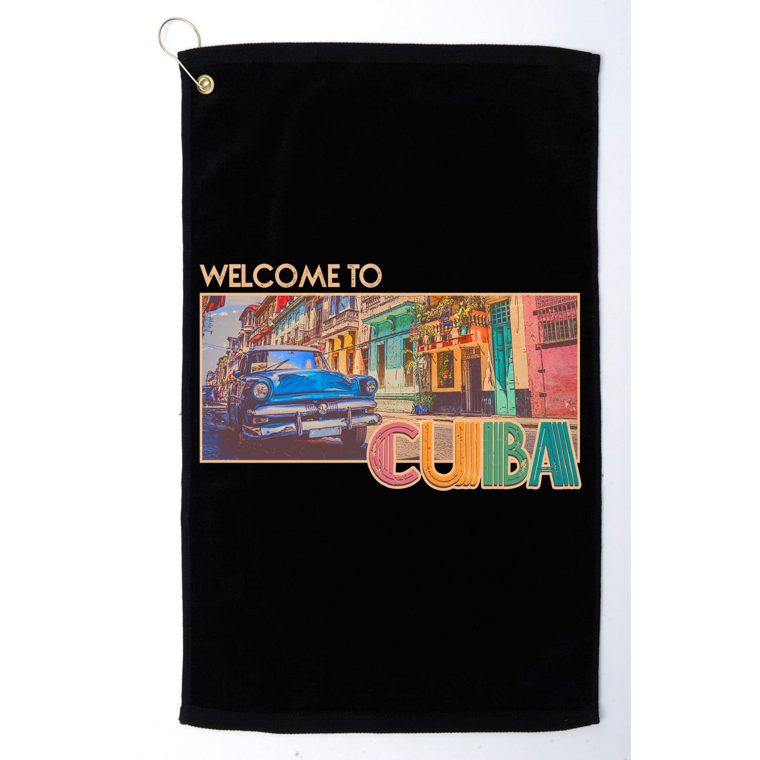 Vintage Welcome To Cuba Travel Poster Banner Golf Towel
