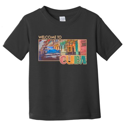 Vintage Welcome To Cuba Travel Poster Banner Toddler T-Shirt