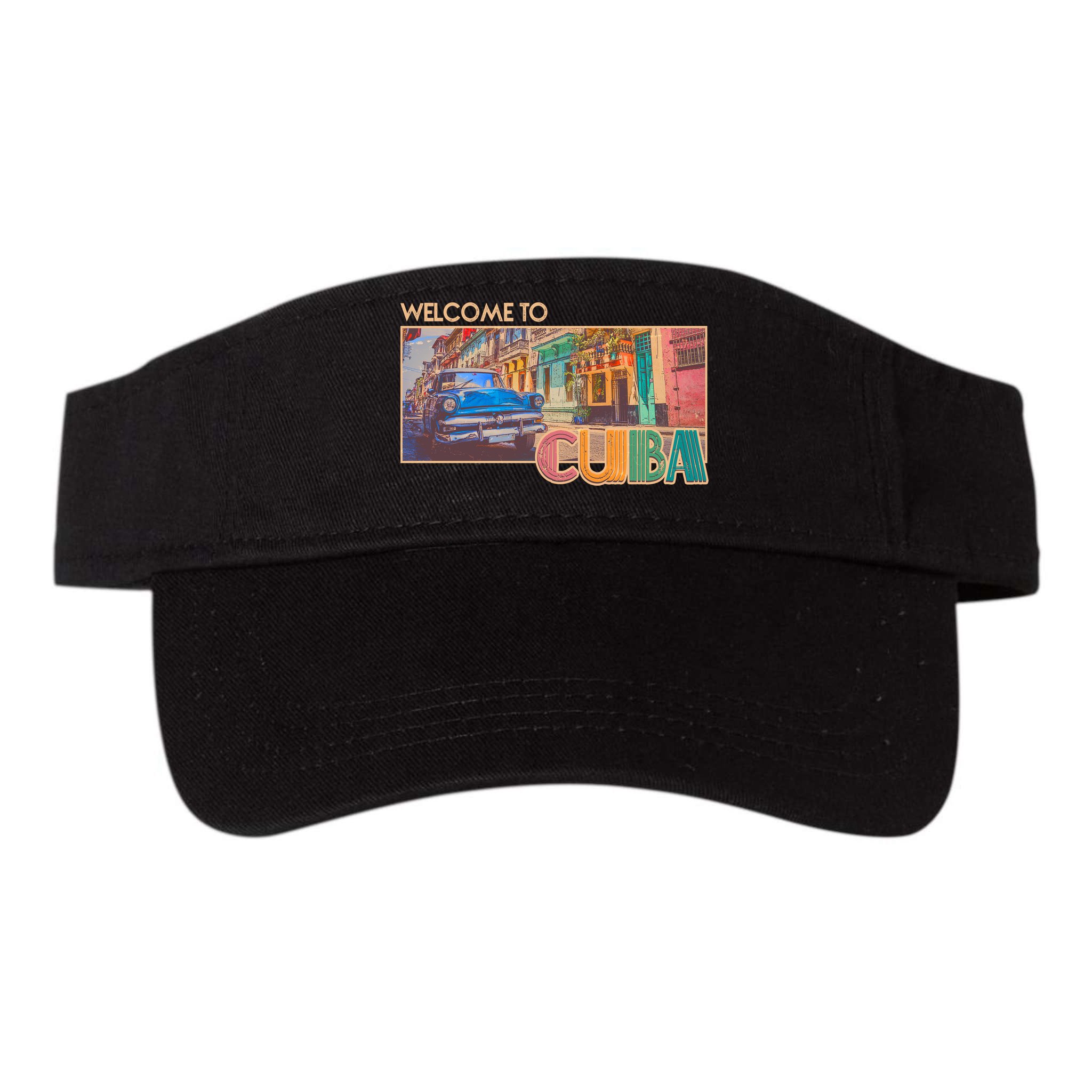 Vintage Welcome To Cuba Travel Poster Banner Visor