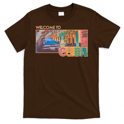 Vintage Welcome To Cuba Travel Poster Banner T-Shirt