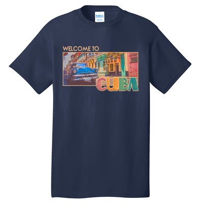 Vintage Welcome To Cuba Travel Poster Banner Tall T-Shirt