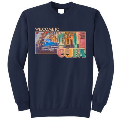 Vintage Welcome To Cuba Travel Poster Banner Tall Sweatshirt