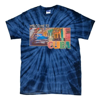 Vintage Welcome To Cuba Travel Poster Banner Tie-Dye T-Shirt