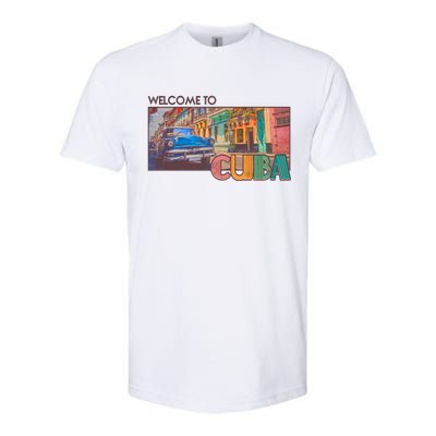 Vintage Welcome To Cuba Travel Poster Banner Softstyle® CVC T-Shirt