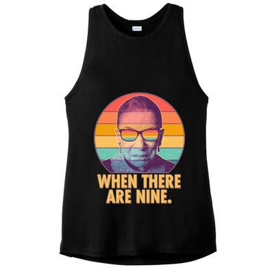 Vintage When There Are Nine Ruth Bader Ginsburg Tribute Ladies PosiCharge Tri-Blend Wicking Tank