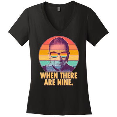 Vintage When There Are Nine Ruth Bader Ginsburg Tribute Women's V-Neck T-Shirt