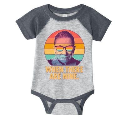 Vintage When There Are Nine Ruth Bader Ginsburg Tribute Infant Baby Jersey Bodysuit