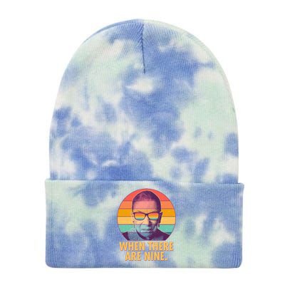 Vintage When There Are Nine Ruth Bader Ginsburg Tribute Tie Dye 12in Knit Beanie