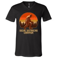 Vintage Wilderness Sunset Sasquatch Social Distancing Champion  V-Neck T-Shirt