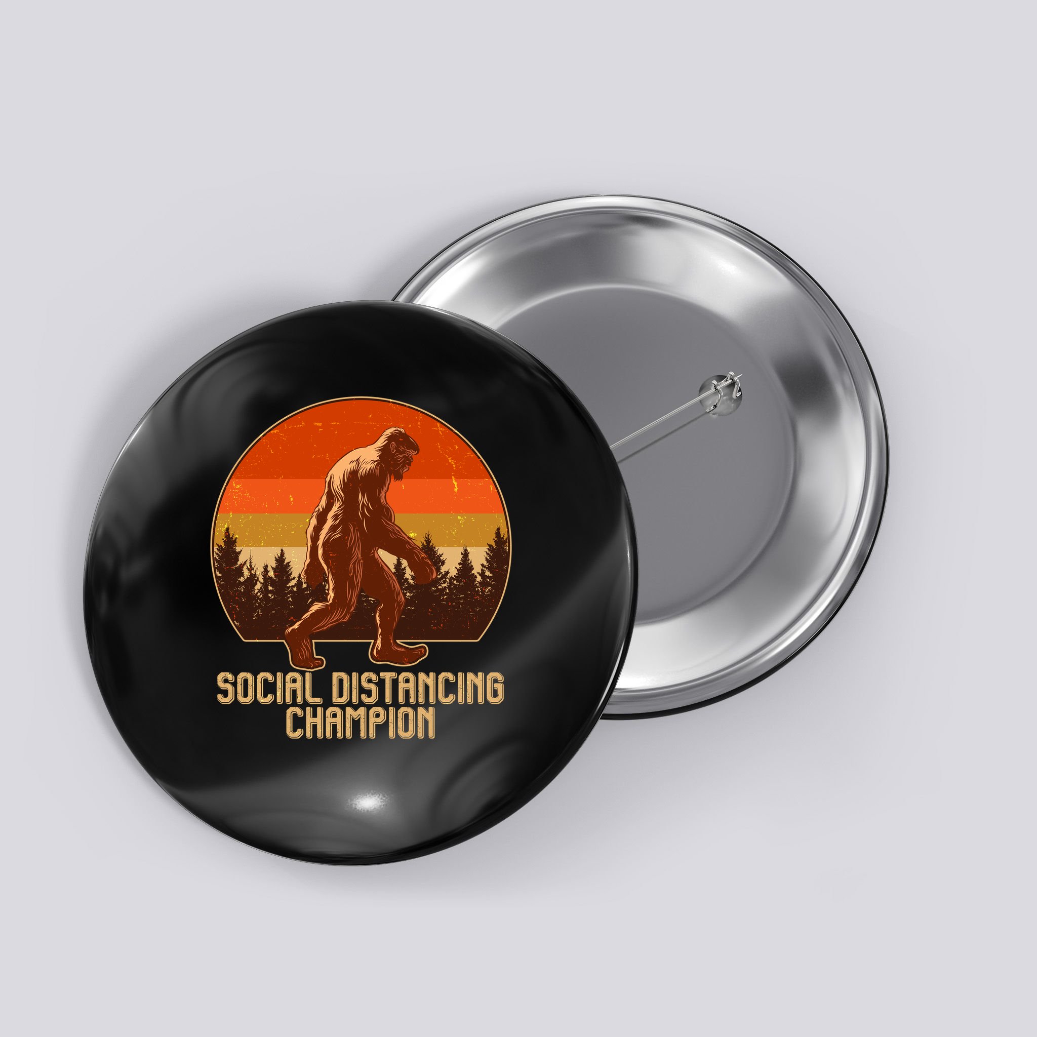 Vintage Wilderness Sunset Sasquatch Social Distancing Champion  Button