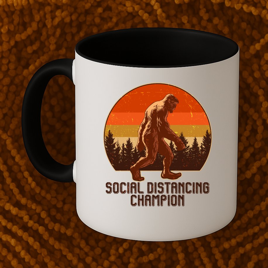Vintage Wilderness Sunset Sasquatch Social Distancing Champion  Mug