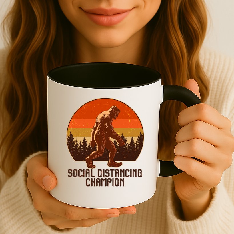 Vintage Wilderness Sunset Sasquatch Social Distancing Champion  Mug
