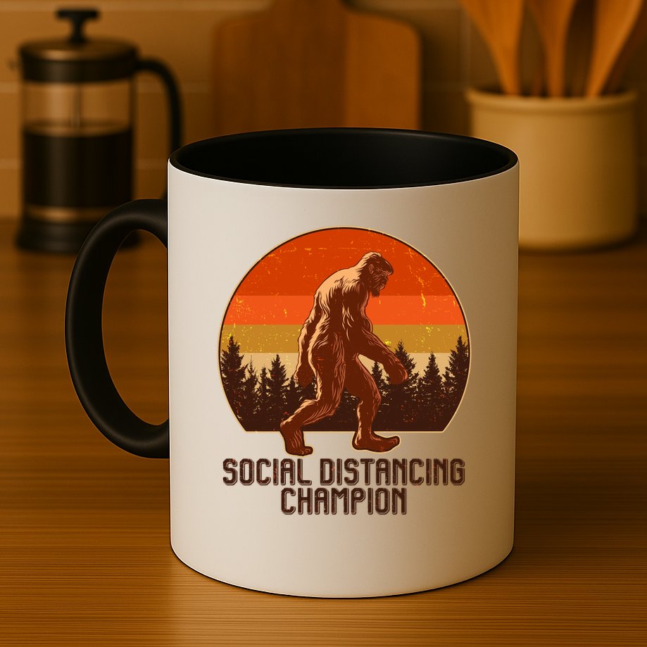 Vintage Wilderness Sunset Sasquatch Social Distancing Champion  Mug