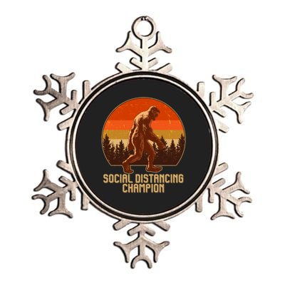 Vintage Wilderness Sunset Sasquatch Social Distancing Champion  Metallic Star Ornament