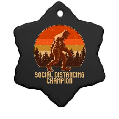 Vintage Wilderness Sunset Sasquatch Social Distancing Champion  Ceramic Star Ornament