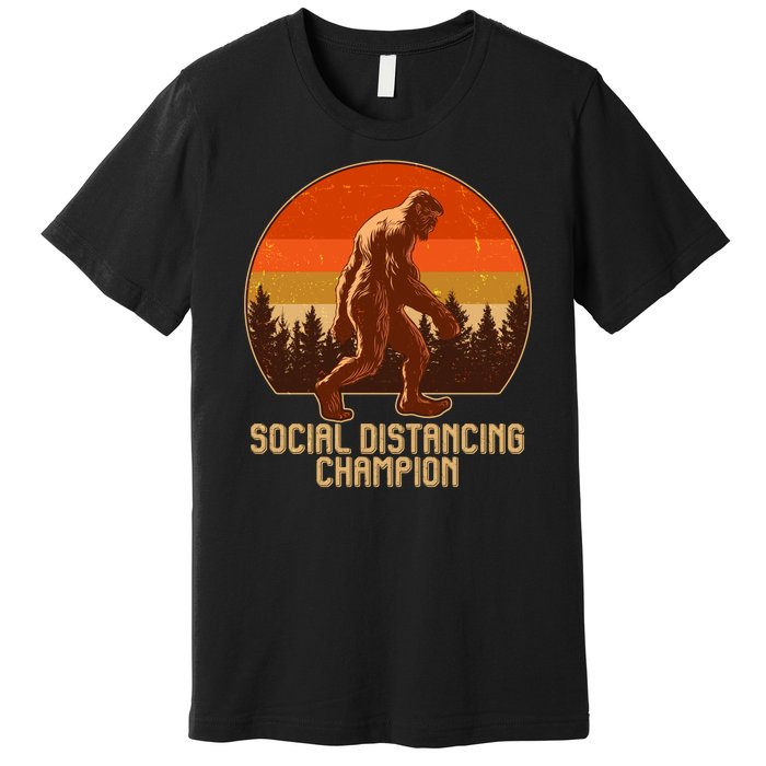 Vintage Wilderness Sunset Sasquatch Social Distancing Champion  Premium T-Shirt