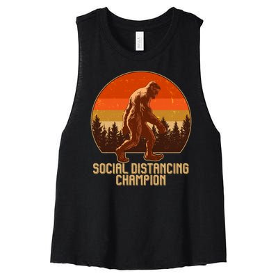 Vintage Wilderness Sunset Sasquatch Social Distancing Champion  Women's Racerback Cropped Tank