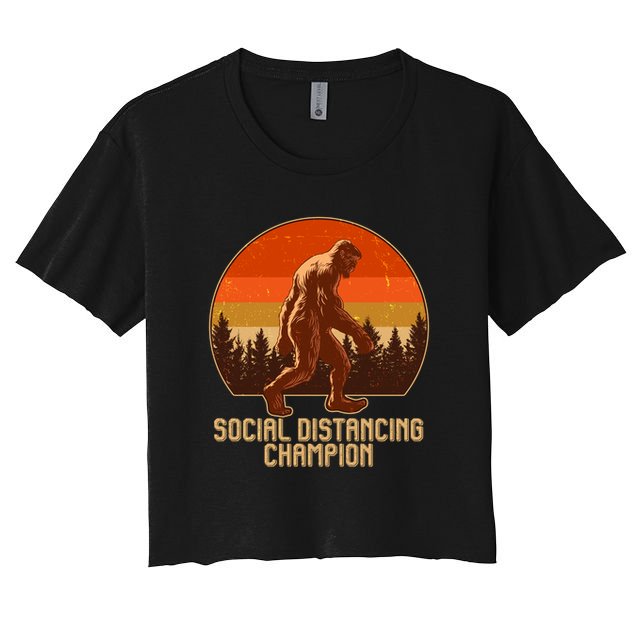 Vintage Wilderness Sunset Sasquatch Social Distancing Champion  Crop Top
