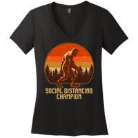 Vintage Wilderness Sunset Sasquatch Social Distancing Champion  Women's V-Neck T-Shirt