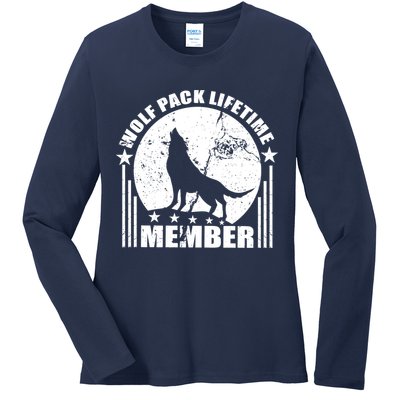 Vintage Wolf Pack Lifetime Member Ladies Long Sleeve Shirt