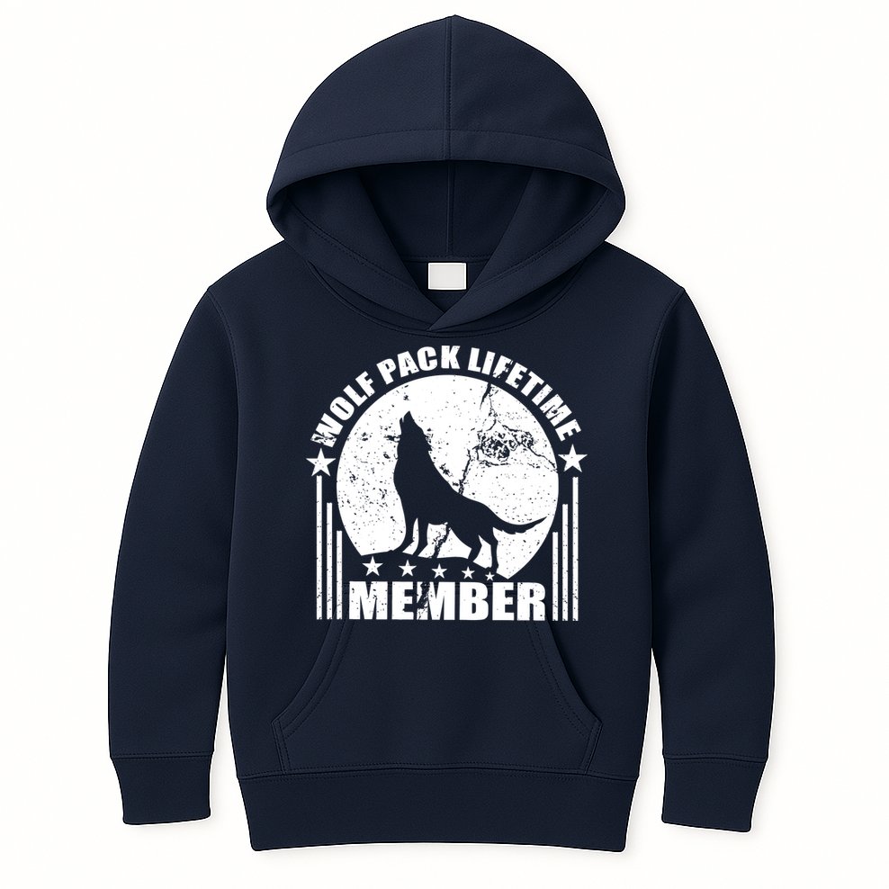 Vintage Wolf Pack Lifetime Member Kids Hoodie