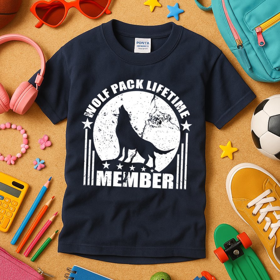 Vintage Wolf Pack Lifetime Member Kids T-Shirt