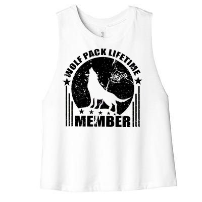 Vintage Wolf Pack Lifetime Member Women's Racerback Cropped Tank