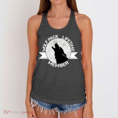 Vintage Wolf Pack Lifetime Member Emblem Women's Knotted Racerback Tank