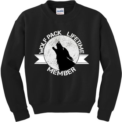 Vintage Wolf Pack Lifetime Member Emblem Kids Sweatshirt