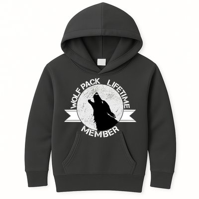 Vintage Wolf Pack Lifetime Member Emblem Kids Hoodie