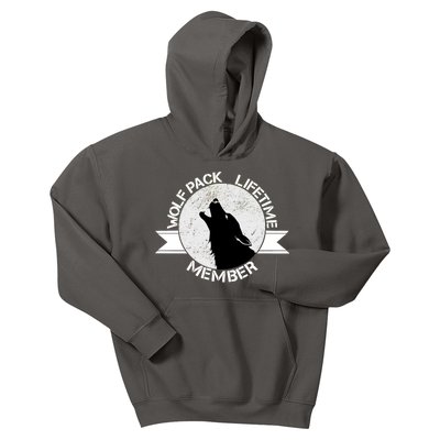 Vintage Wolf Pack Lifetime Member Emblem Kids Hoodie