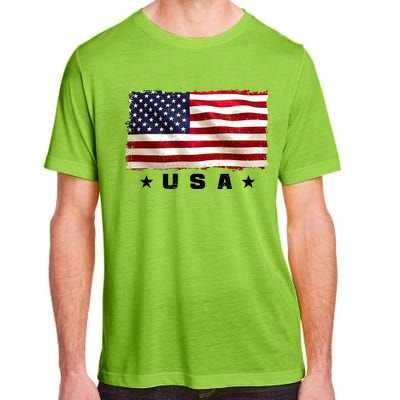 Vintage Worn USA Flag Adult ChromaSoft Performance T-Shirt