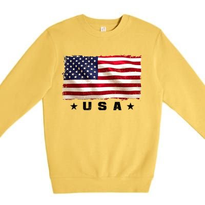 Vintage Worn USA Flag Premium Crewneck Sweatshirt